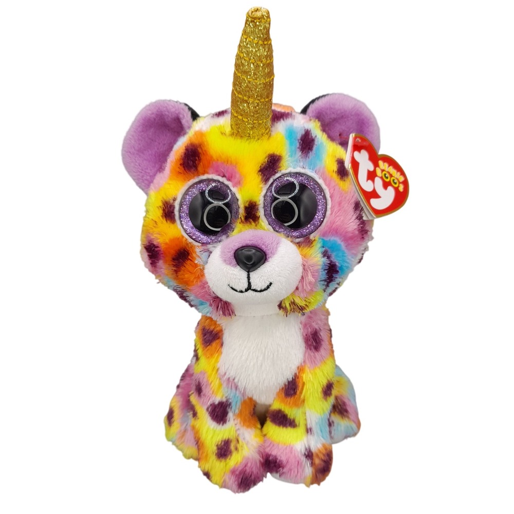 Ty Beanie Boos Giselle Leopard Unicorn Rainbow Plush Gold Horn 6in Stuffed Toy